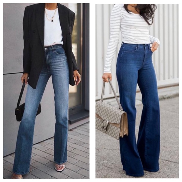 Wide Leg Boho  5 Pocket Best Fitting Jeans in a Dark Wash - Picture 6 of 8